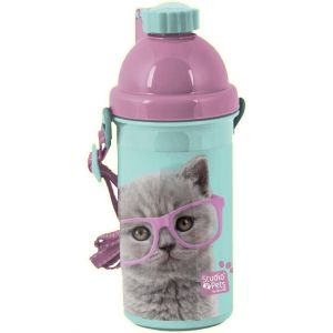 Bidon Paso Studio Pets Kot różowy, 500ml